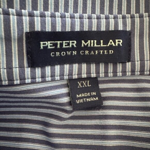 Men's Peter Millar XXL Crown Crafted Blue Striped Polo - Picture 1 of 2